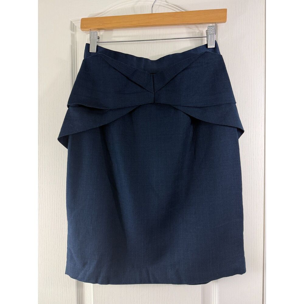 Girls From Savoy Navy Peplum Ruffle Waist Detail Pencil Skirt Womens Size 6